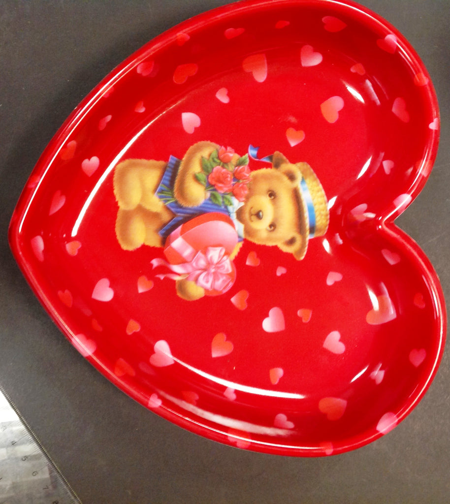 9 inch Valentine's Heart Bear Tray by Counseltron Set of 6
