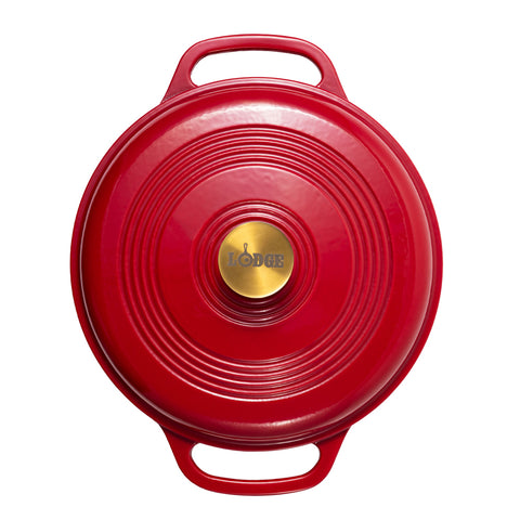 6 Quart Enameled Cast Iron Dutch Oven, Ruby with Gold Knob