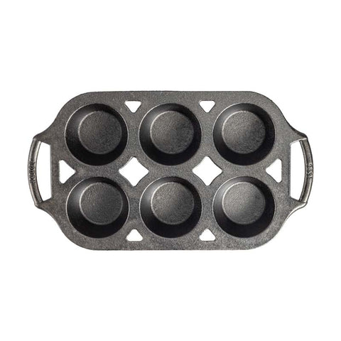 MUFFIN PAN 6 CUP  LODGE CAST IRON New Design IN STOCK NOW