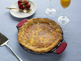 EXCLUSIVE (AVAIL NOW) 9 Inch Seasoned Cast Iron Pie Pan with included SET OF 2 Silicone Grips