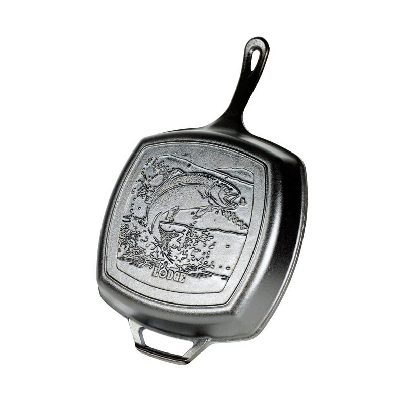 Wildlife Series- 10.5 inch Cast Iron Grill Pan with Fish Scene by Lodge