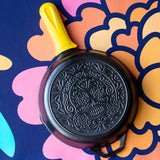 IN STOCK Seasoned Cast Iron Sugar Skull Skillet with Deluxe Handle Holder